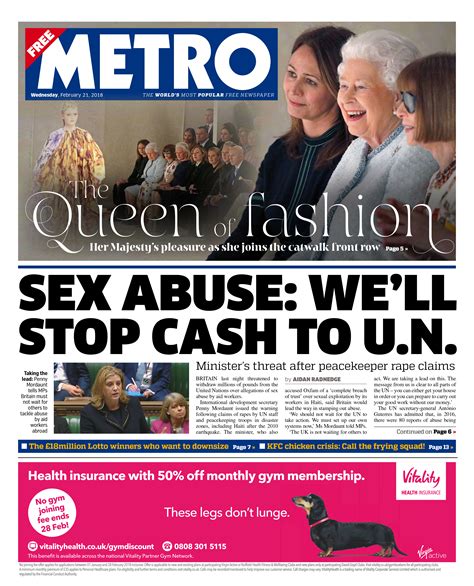 Newspaper Headlines Charity Sex Claims And Queen Of