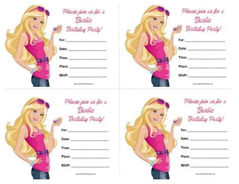 barbie birthday invitations  printable