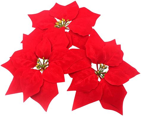 pack   artificial wedding christmas flowers red poinsettia