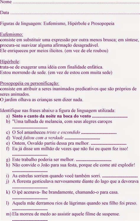 atividade de figura de linguagem edulearn