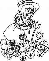 Coloring Pages Flower Flowers Monster Energy Clipart Colouring Cartoon Garden Girl Picking Children Summer Pick Printactivities Print Library Popular Coloringhome sketch template