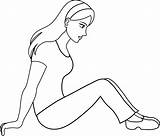Sitting Woman Line Clip Outline Girl Clipart Young Colorable Coloring Pages Lineart Sweetclipart Cute Resting sketch template