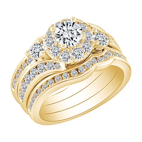 wishrocks  cttw womens  natural diamond  piece bridal wedding engagement ring band set