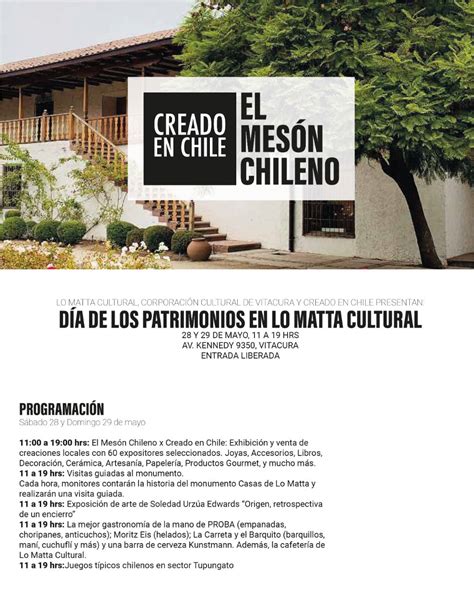 Imperdible El MesÓn Chileno 28 Y 29 De Mayo En Lo Matta Cultural