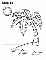 Island Tree Palm Draw Drawing Cartoon Step Pencil Permanent Marker Carefully Pen Lines Using Over Make sketch template