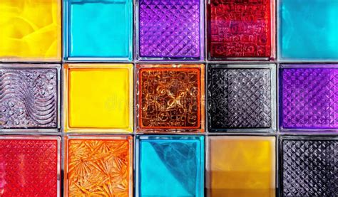 Colored Glass Blocks With Embossed Patterns Multi Colored Glass