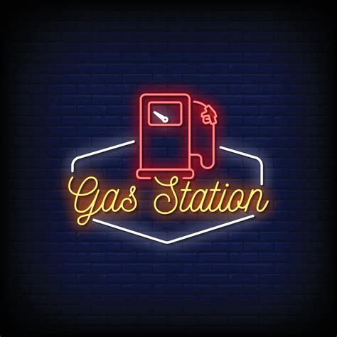 gas station logo neon signs style text vector  vector art  vecteezy