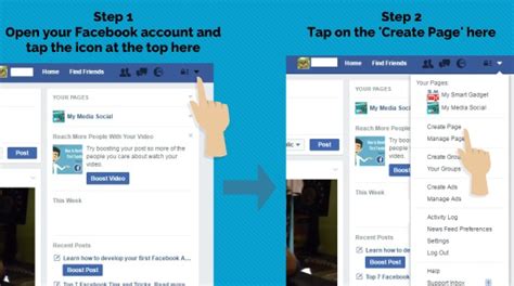 steps  create  facebook page  media social