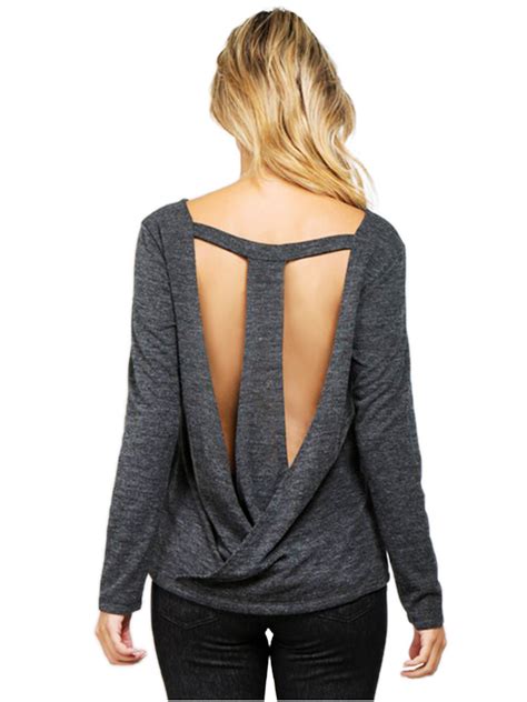 womens top with open back ebay