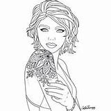 Coloring Tattoo Pages Body Color Adults Books Book Adult Tattoos Colouring Dover Designs Lady Detailed sketch template