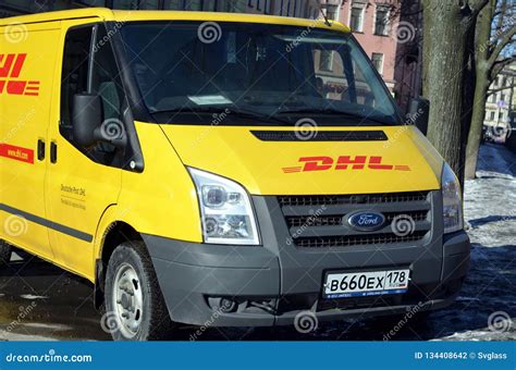 dhl service car editorial photography image  street
