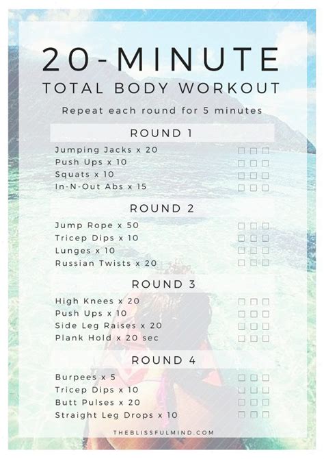 summer workout routine  blissful mind total body workout
