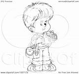Coloring Boy Taking Outline Illustration Cute Royalty Clip Bannykh Alex Clipart Regarding Notes sketch template