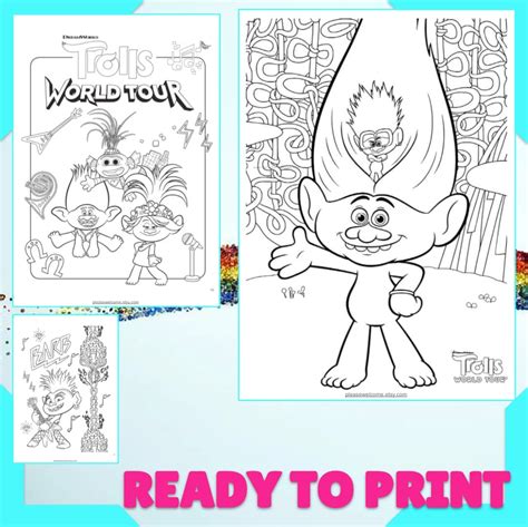 trolls coloring pages birthday party favor activity etsy