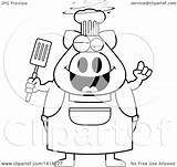 Drunk Clipart Chef Lineart Spatula Holding Illustration Vector Cartoon Pig Cow Royalty Cory Thoman 2021 sketch template