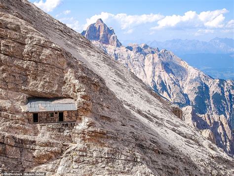 pictured amazing alpine refuge  world war  embedded   sheer