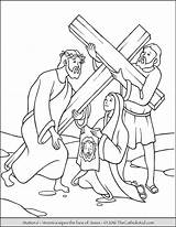 Cross Stations Coloring Pages Kids Catholic Jesus Choose Board Print sketch template