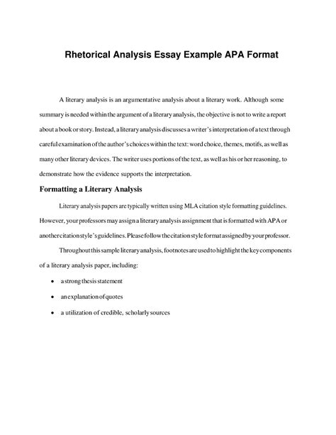 rhetorical analysis essay   format  literary analysis