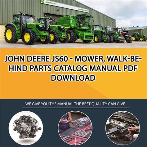 john deere js mower walk  parts catalog manual   service manual repair