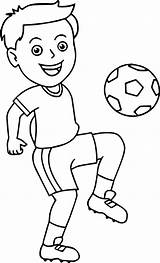 Coloring Soccer Boy Player Pages Football Playing Ball Bouncing Kids Sports Knee Colouring Color Printable Boys His Drawing Sheets Choose sketch template