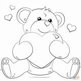 Coloring Heart Pages Teddy Bear Hearts Valentine Printable Kids Cute Choose Board Print sketch template