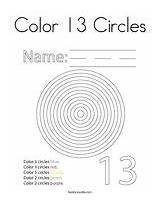 Coloring Circles Color Thirteen Practice Writing Word sketch template