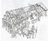 Medieval House Life Middle Serf Ages During Longhouse Architecture Houses Serfs Viking Castle Villager Farm Peasants Fantasy Times Neolithic Europe sketch template
