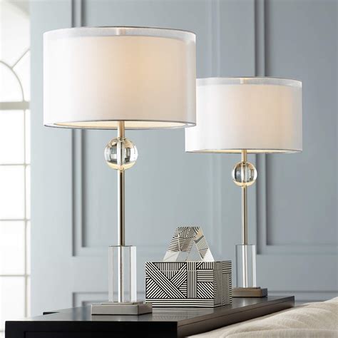 vincent brushed nickel console table lamps set    lamps