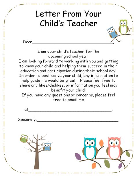student teacher letter  parents template