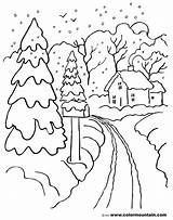 Coloring Winter Pages Scene Christmas Snow Drawing Rainy Wonderland Storm Landscape Printable House Kids Color Adults Carol Snowfall Getcolorings Interior sketch template