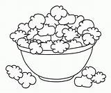 Coloring Bowl Popcorn Food Printable sketch template