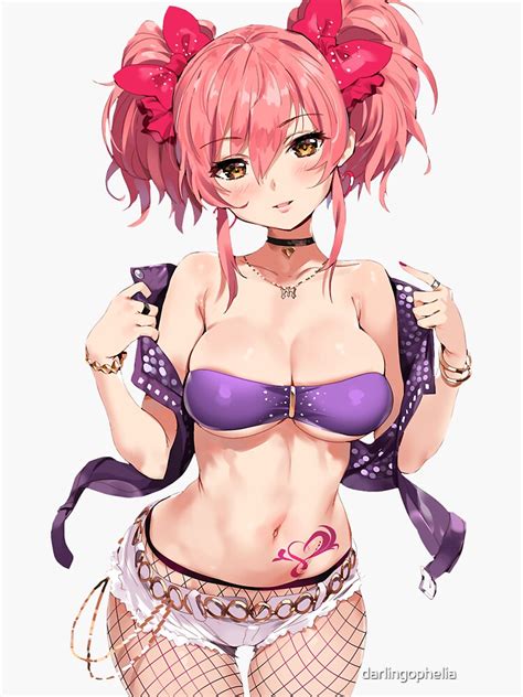 sexy anime girl with pink hair sticker by darlingophelia redbubble