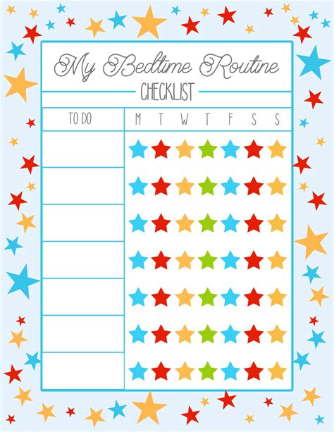 printable bedtime chart printable templates