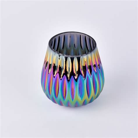 Wholesale Iridescent Colored Glass Candle Cup Tumbler Glass Candle