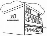Supermarket Coloring Great Pages Children Top sketch template