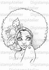 Afro Coloring Pages Girl African Women Adult Color Woman Digi American Stamps Magic Para Digital Colorir Instant Tattoo Printable Desenhos sketch template