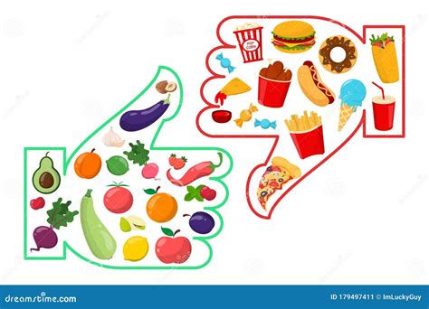healthy  junk food isolated unhealthy lifestyle stock illustration