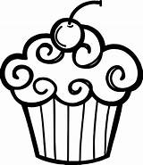 Outline Cupcake Birthday Clipart sketch template