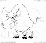 Bull Coloring Outline Clipart Illustration Royalty Yayayoyo Rf Regarding Notes sketch template
