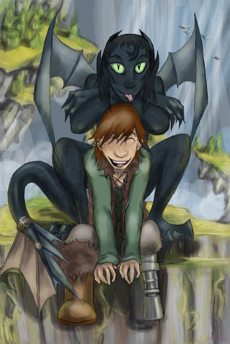 Hiccup Toothless Waterfall By Syra 728 On Deviantart