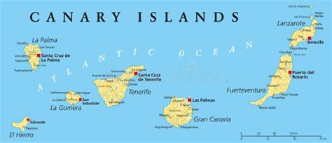 canary islands political map stock vector illustration  ocean archipelago