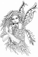 Coloring Fairy Pages Printable Adult Adults Grayscale Fairies Digital Sheets Gothic Books Intricate Kids Tangles Fox Color Getdrawings Print Foxie sketch template
