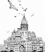 şehir çizimleri çizim Kulesi Kiz Mimari Kaynak sketch template