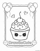 Coloring Cute Draw Pages Cupcake So Drawing Printable Drawings Kids Print Cupcakes Unicorn Easy Cake Outline Starbucks Color Food Really sketch template