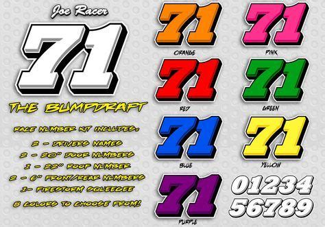 race car numbers    fast   car color