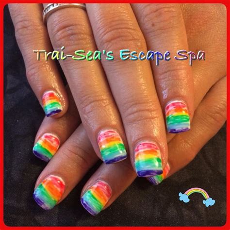 rainbow nails  trai seas escape spa nails easy nail art rainbow