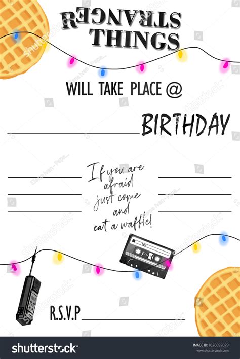 stranger  themed birthday invitation blank ilustracoes stock