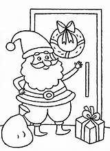 Santa Coloring Door Knocking Claus Christmas Pages Getcolorings Getdrawings sketch template