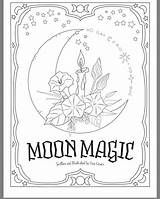 Coloring Pages Moon Book Shadows Kids Magic Pagan sketch template