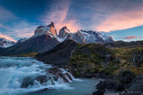 waterfall chile patagonia mountain nature torres del paine  ultra hd wallpaper  jim